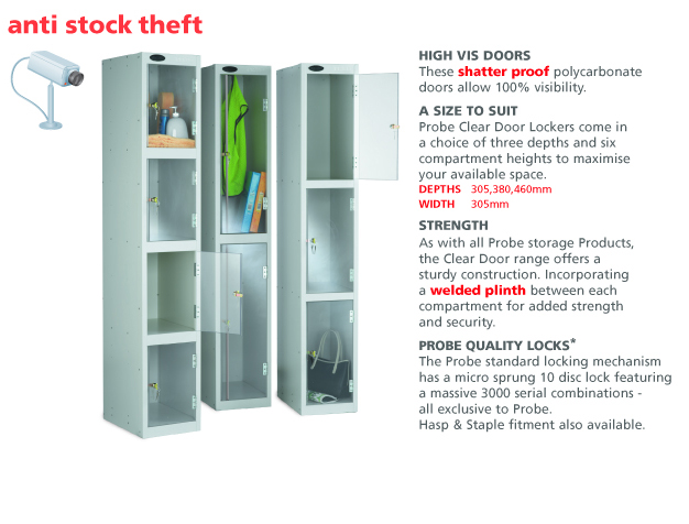 Clear door lockers for extra site security.